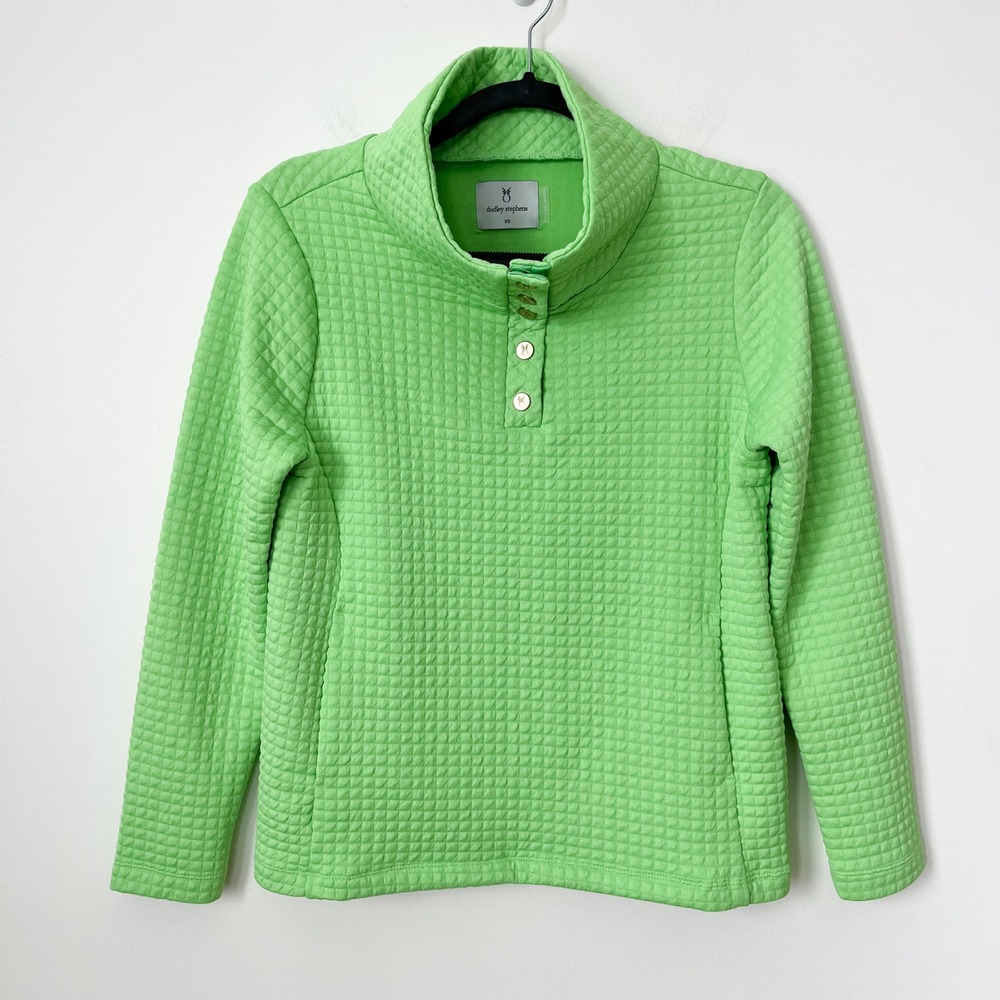 Dudley Stephens Quilted Perry Street 1/4  Snap Pullover‎ Meadow Green Womens XS